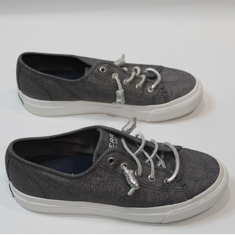 Sperry Top Sider Women's Gray Sparkle Canvas Low Top Shoes Size 7M STS80332‎ - Picture 5 of 8